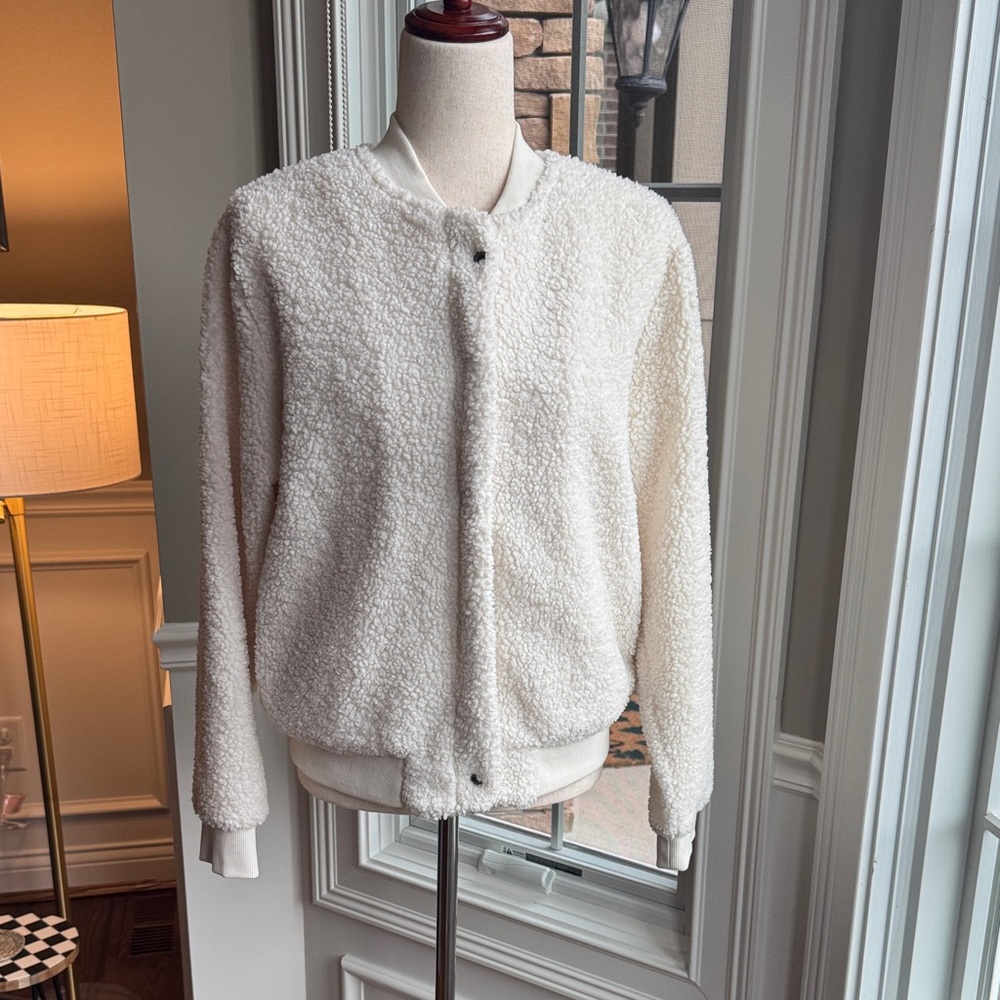 Sanctuary Cozy Cream Sherpa Jacket Size S Bomber Jacket